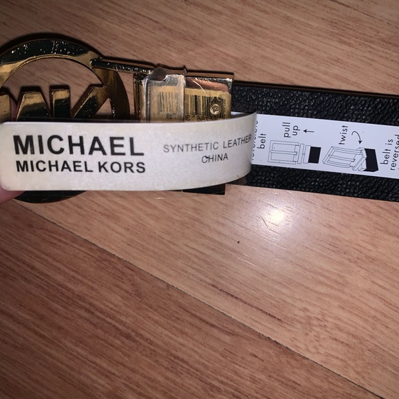 Michael Kors Brown/Gold Monogram logo MK twist reversible belt - Picture 3 of 4